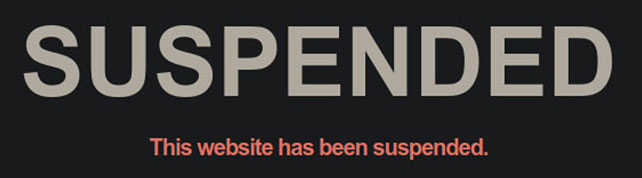 Website account suspended